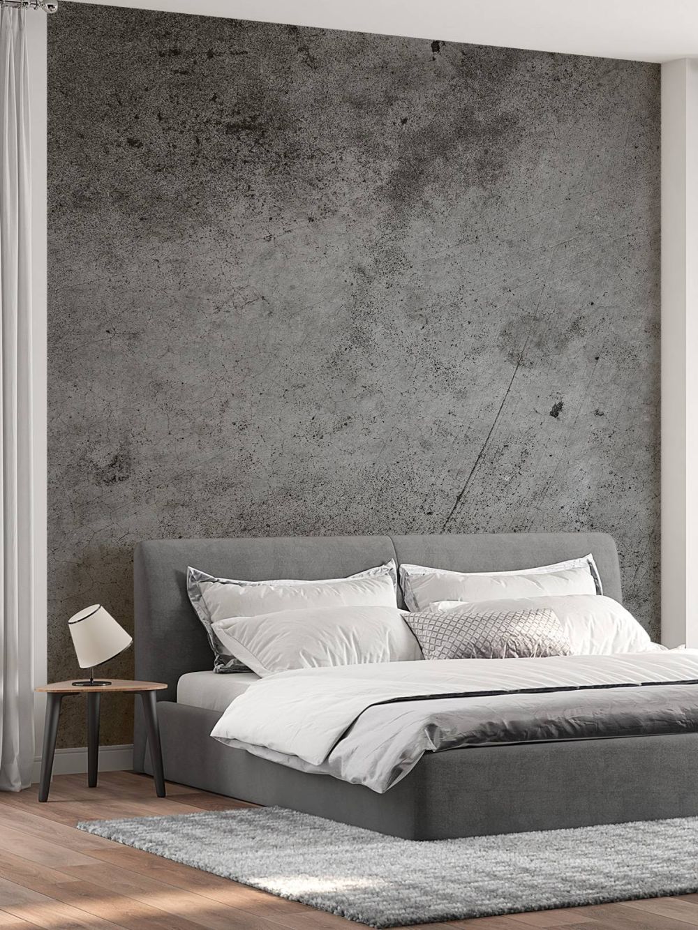 Groffe grijze muur