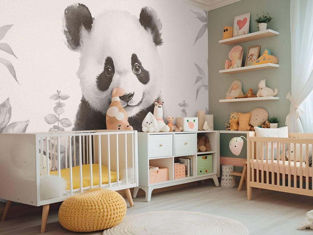 Baby panda in de jungle beige