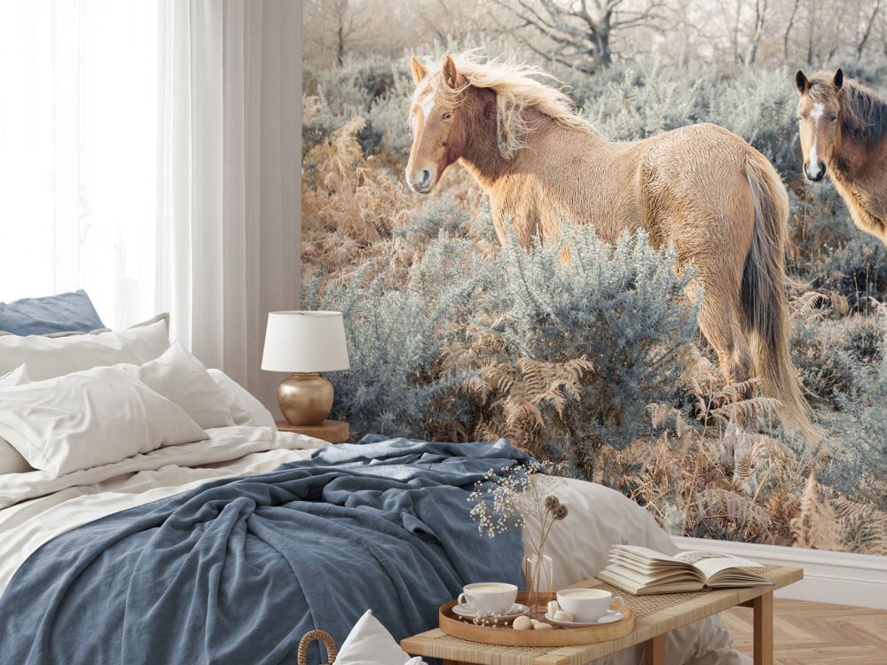 Wilde paarden in een veld