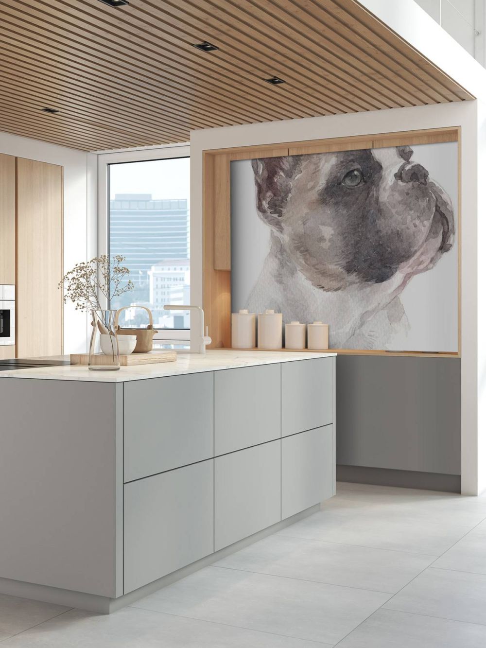 Waterverf Franse bulldog