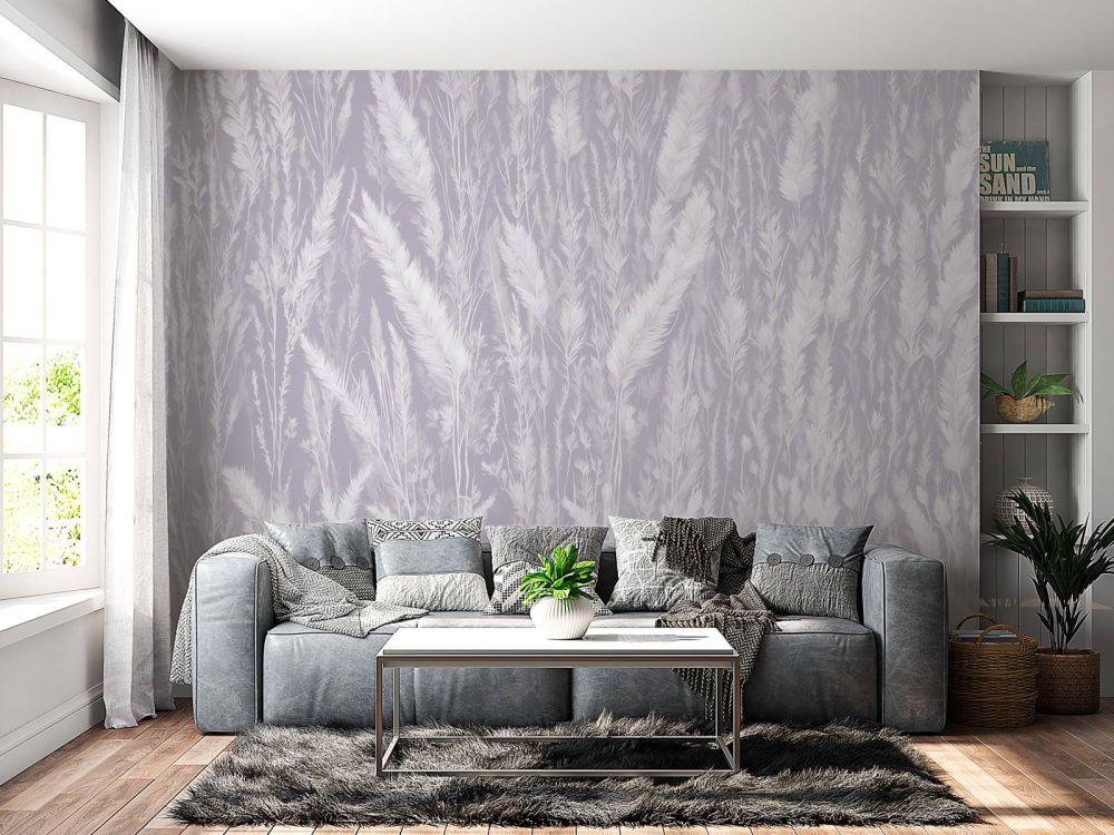 Wall of field grasses - purple