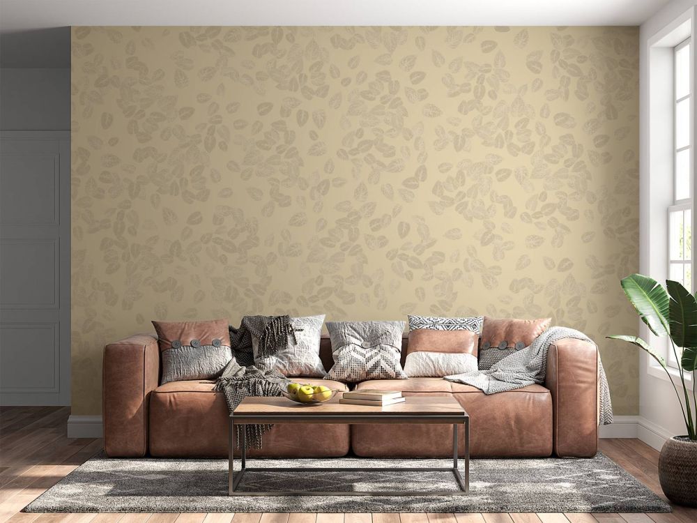 Kleine blaadjes op beige
