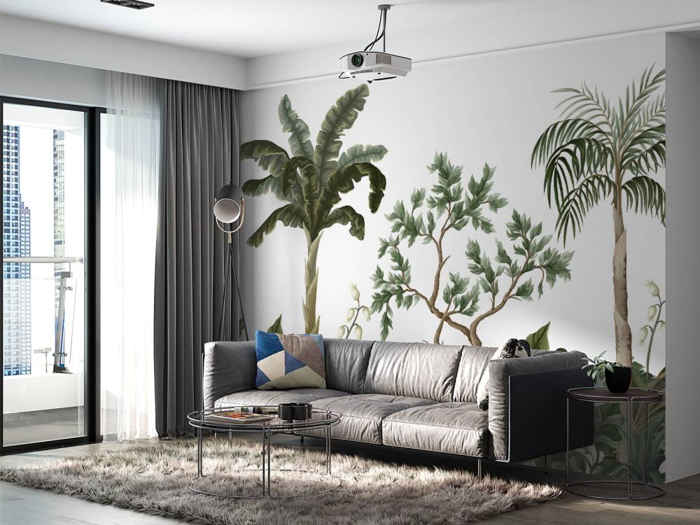 Jungle landschap met palmbomen
