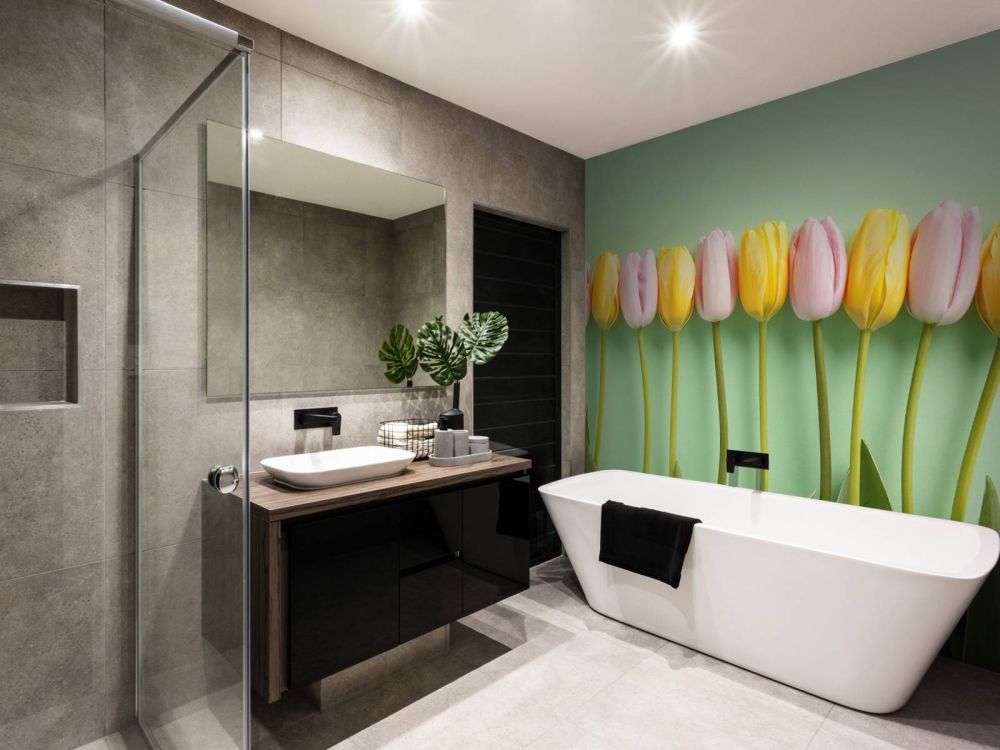 Tulpen op mintgroene achtergrond
