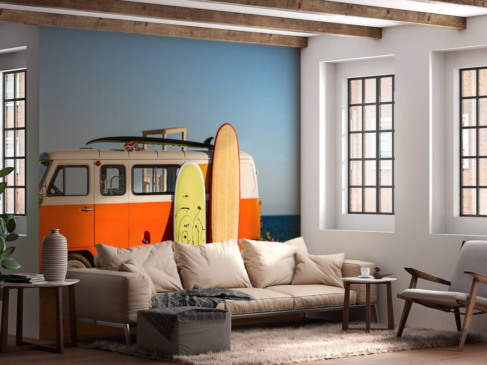 Bus met surfplank