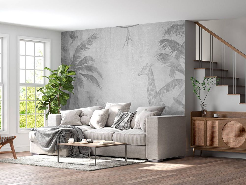 Vrolijke jungle dieren op beton