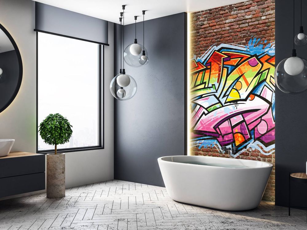 Graffiti op rode bakstenen