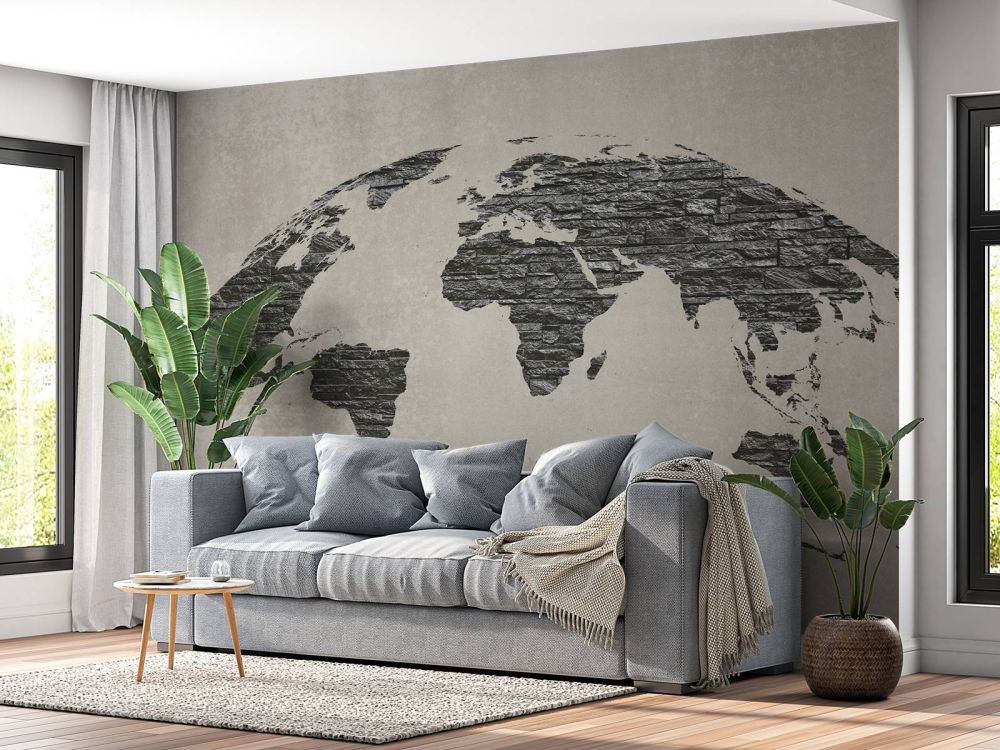 Wereldkaart donkere stenen