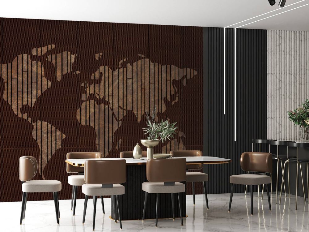Wereldkaart met hout structuur