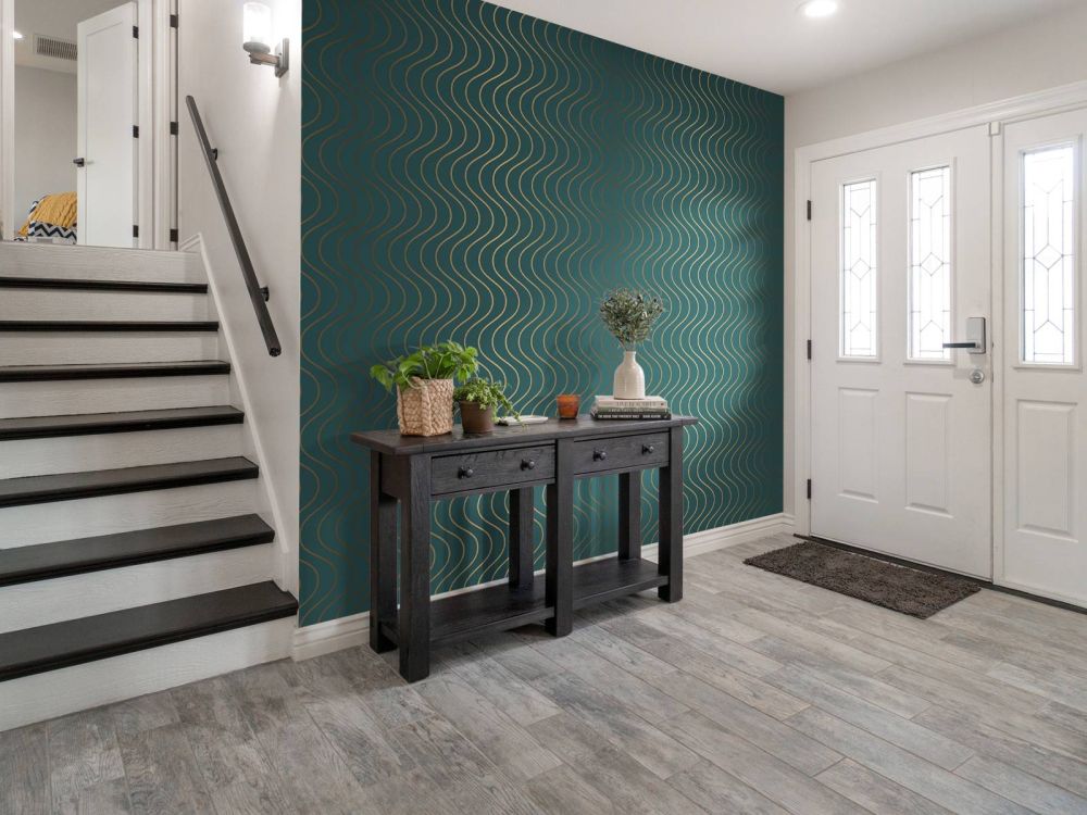 Golvend teal patroon