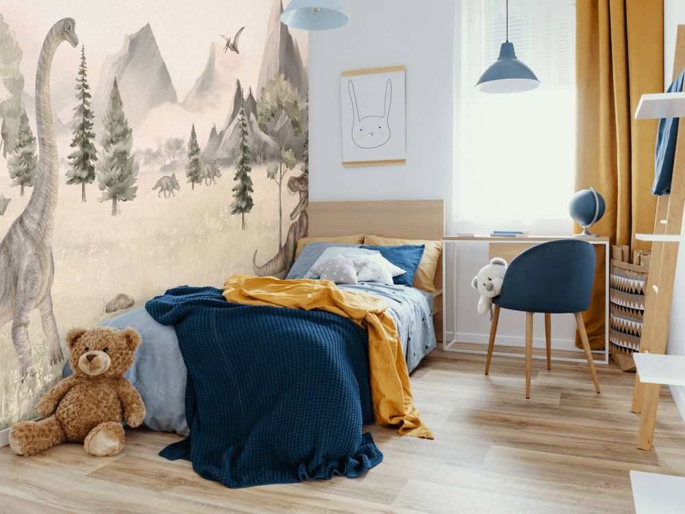 Landschap met dino's in beige