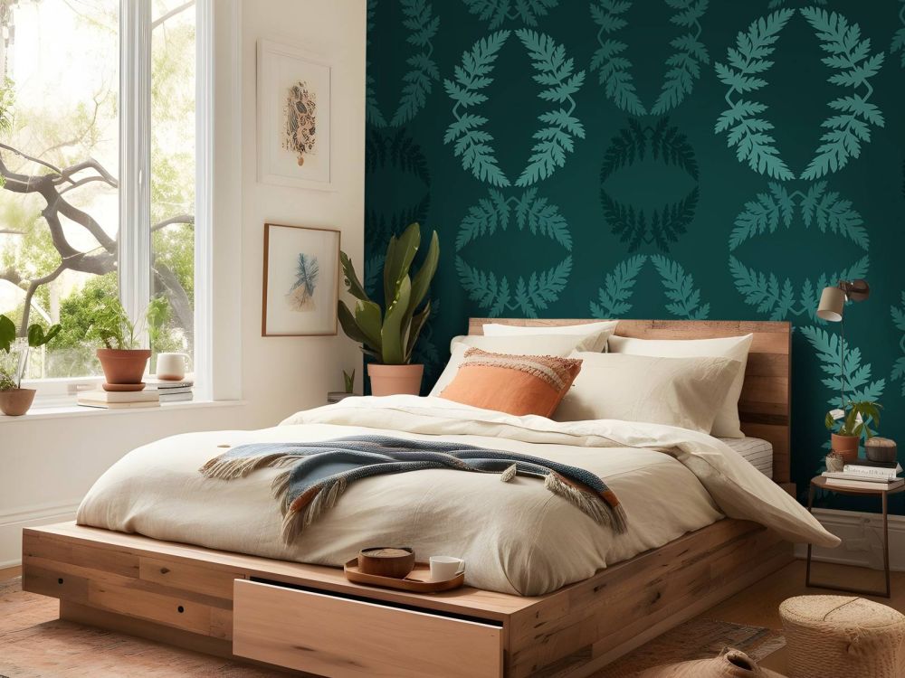 Groen patroon met takje hemlock