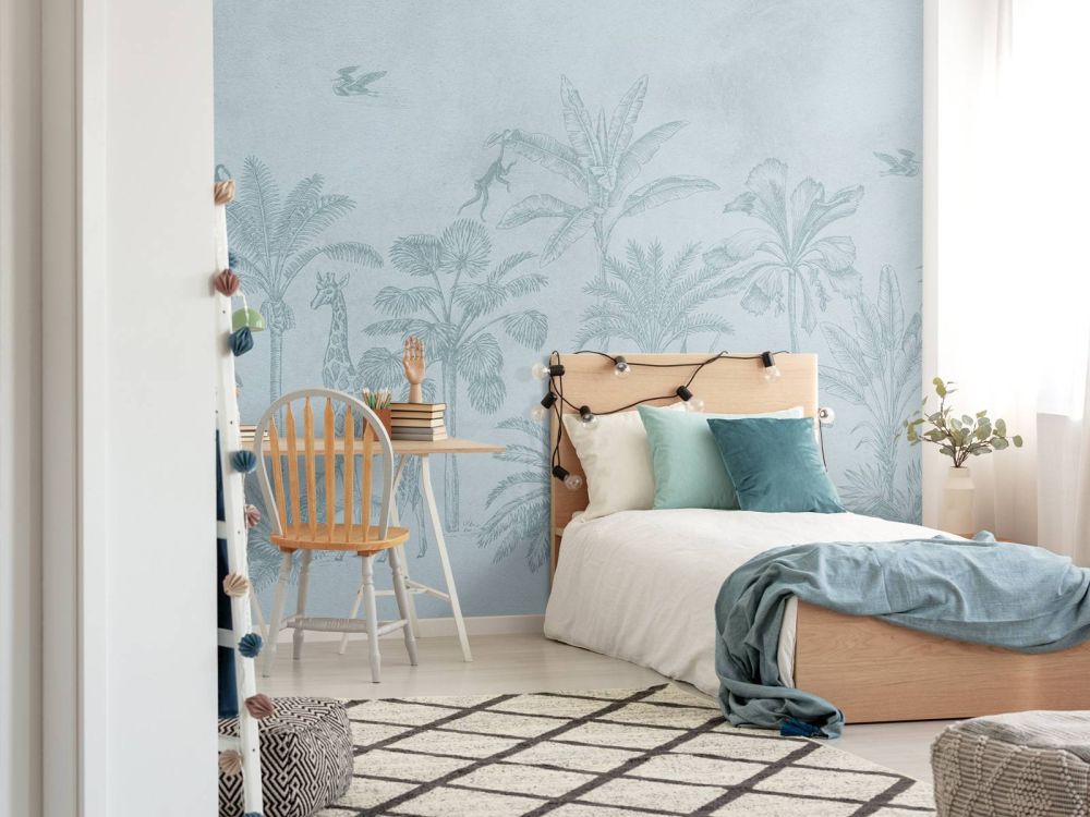 Tropisch dierenjungle blauw