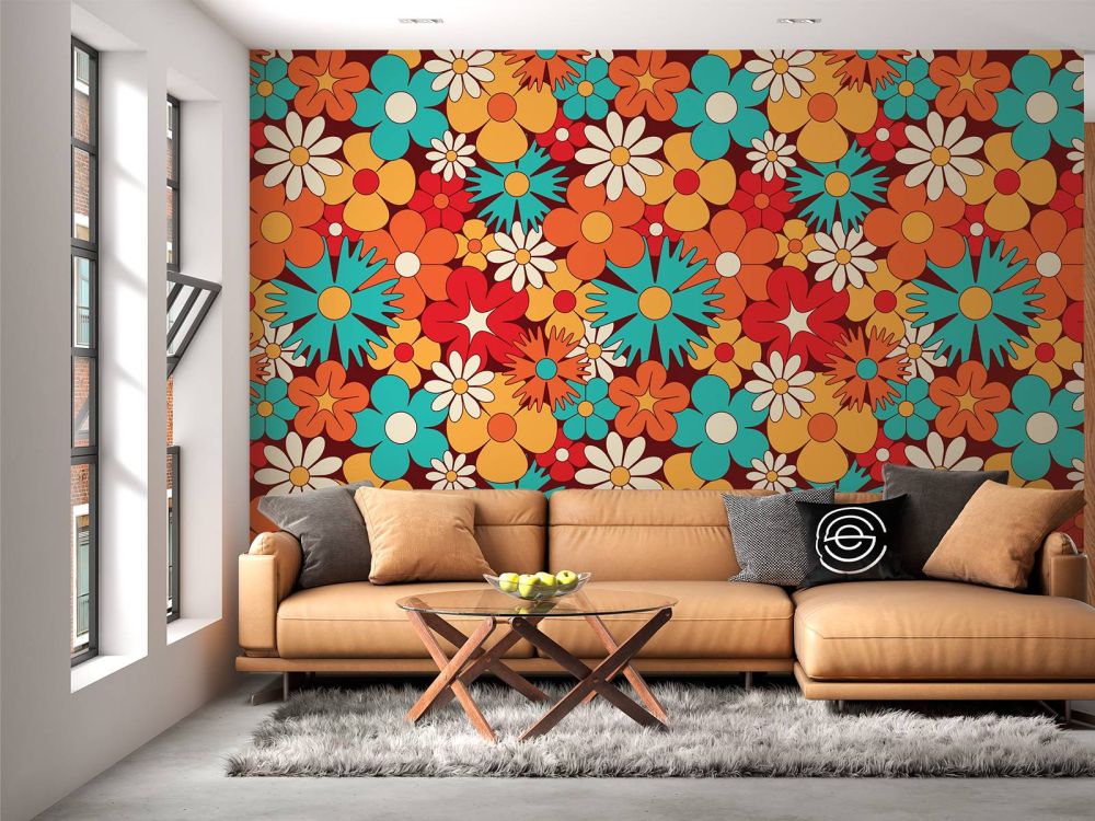 Vrolijke retro bloemen