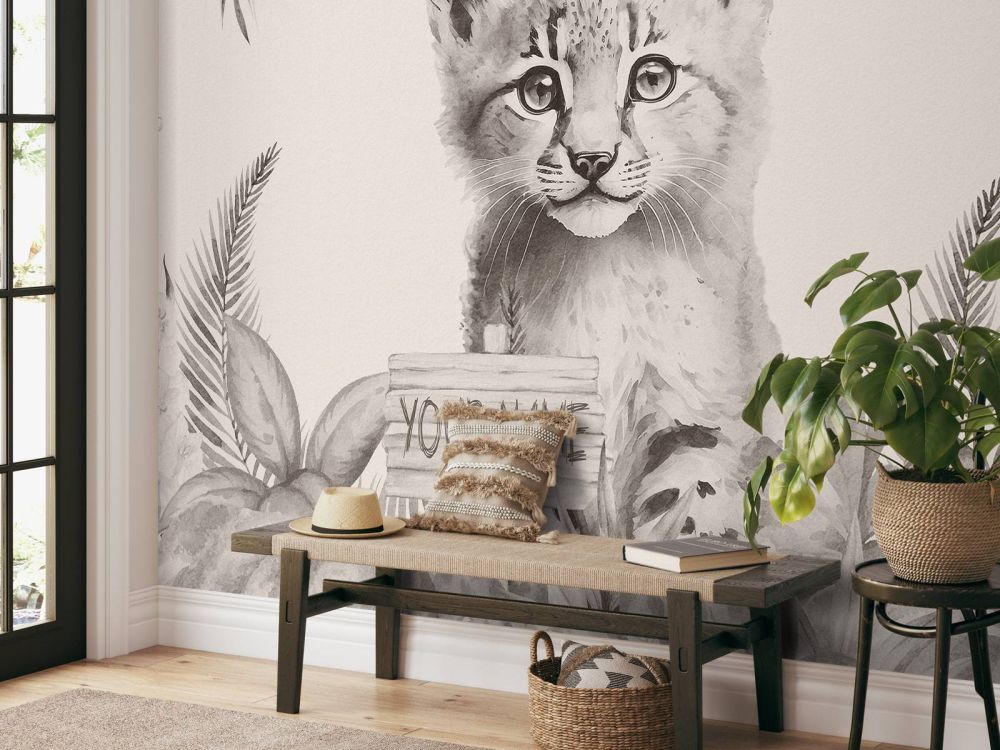 Baby lynx in de jungle beige