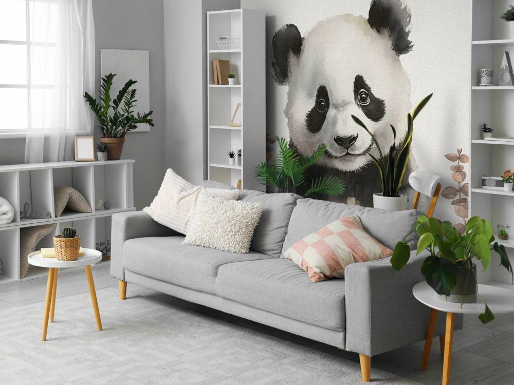 Baby panda in de jungle taupe