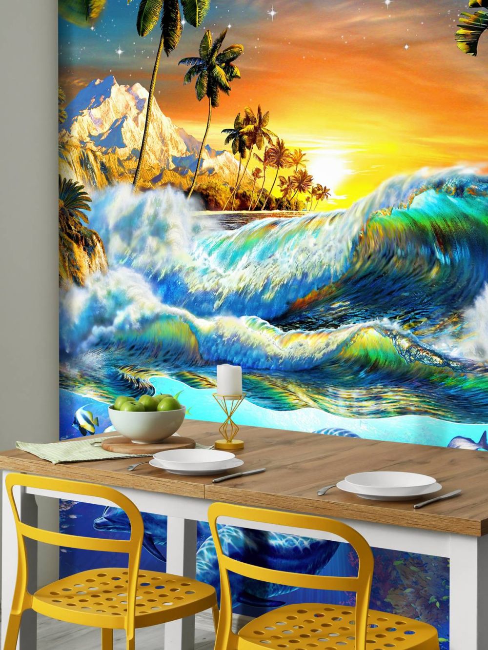 Hawaian Dawn_Waves and Dolphins