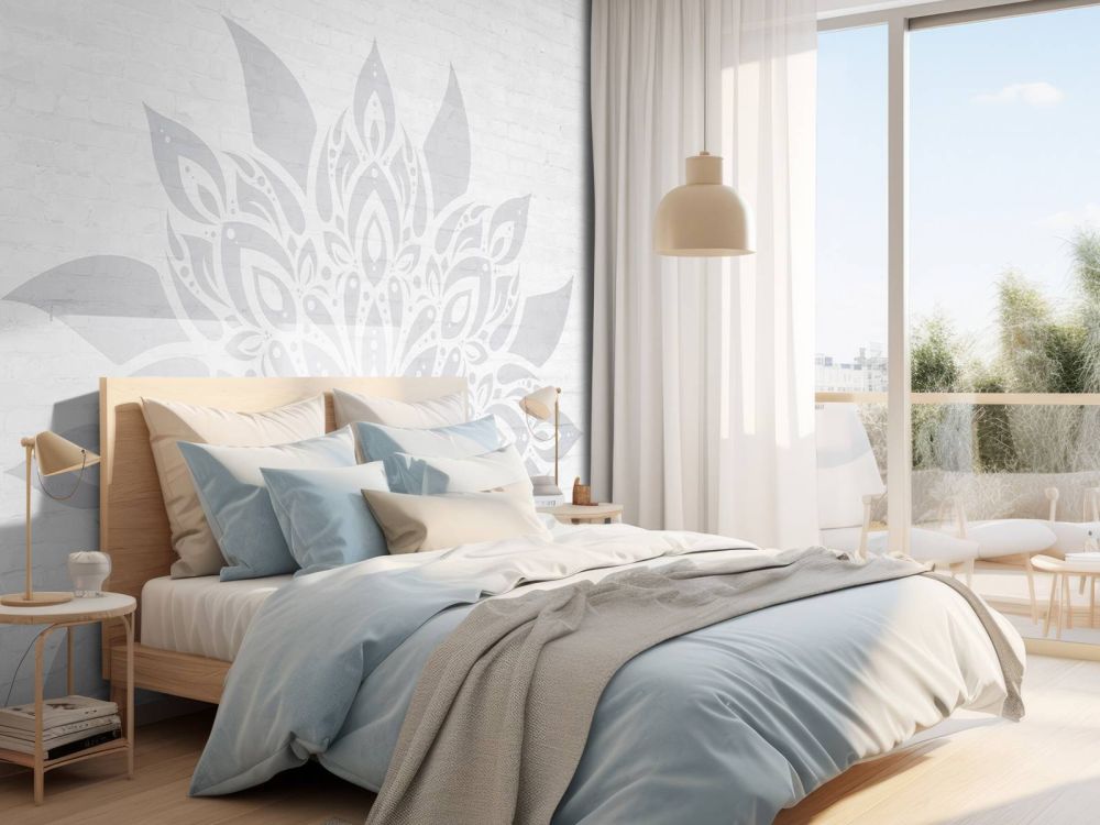 Lichtgrijze Mandala Op Baksteen