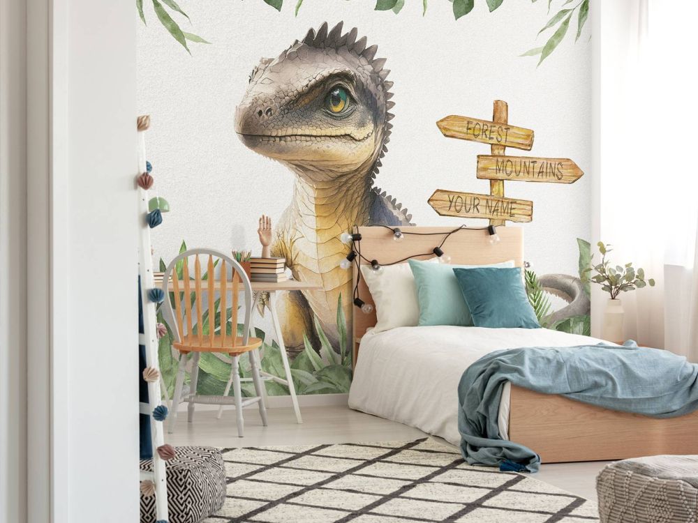Baby spinosaurus in de jungle