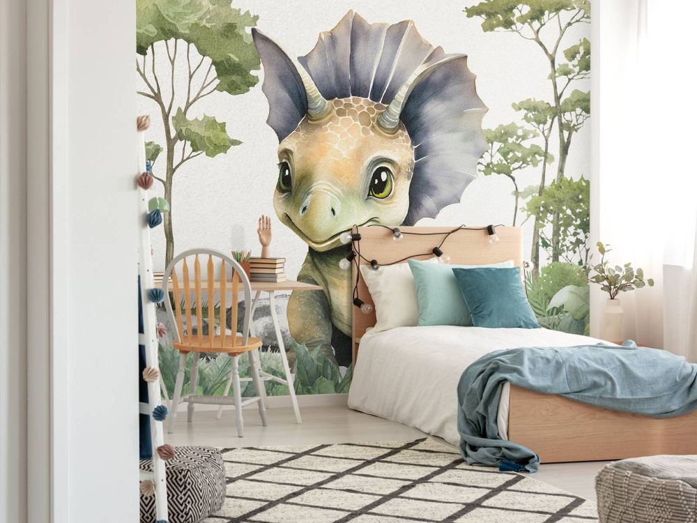 Baby triceratops in de jungle