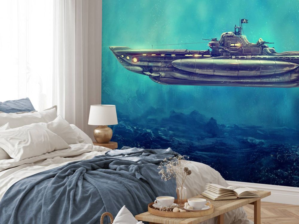 Piratenonderzeeër in de onderwaterwereld