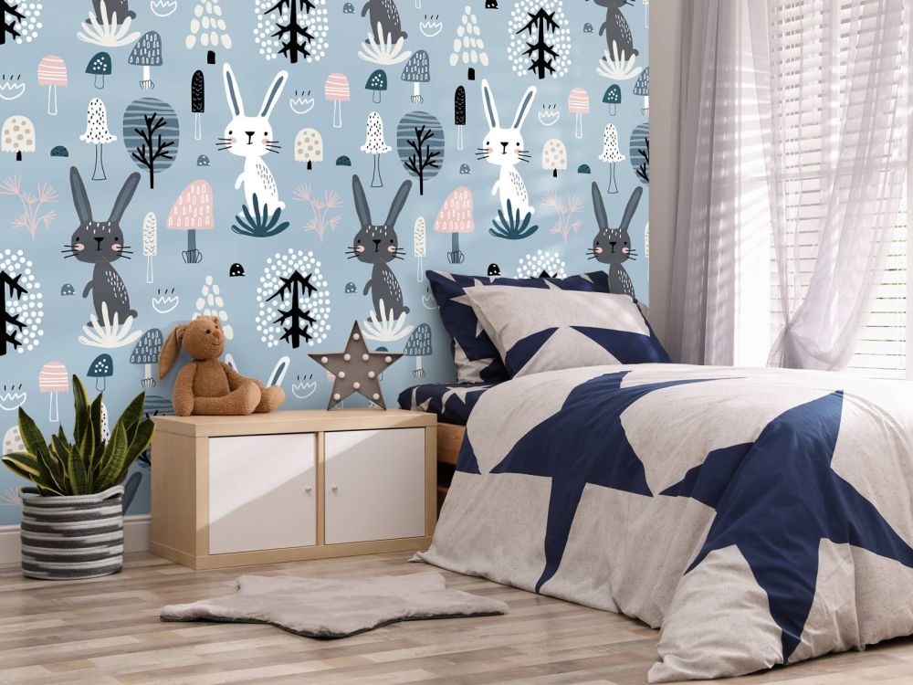 Blauw konijnen patroon
