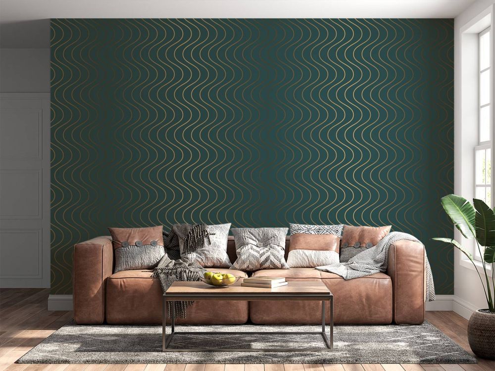 Golvend teal patroon