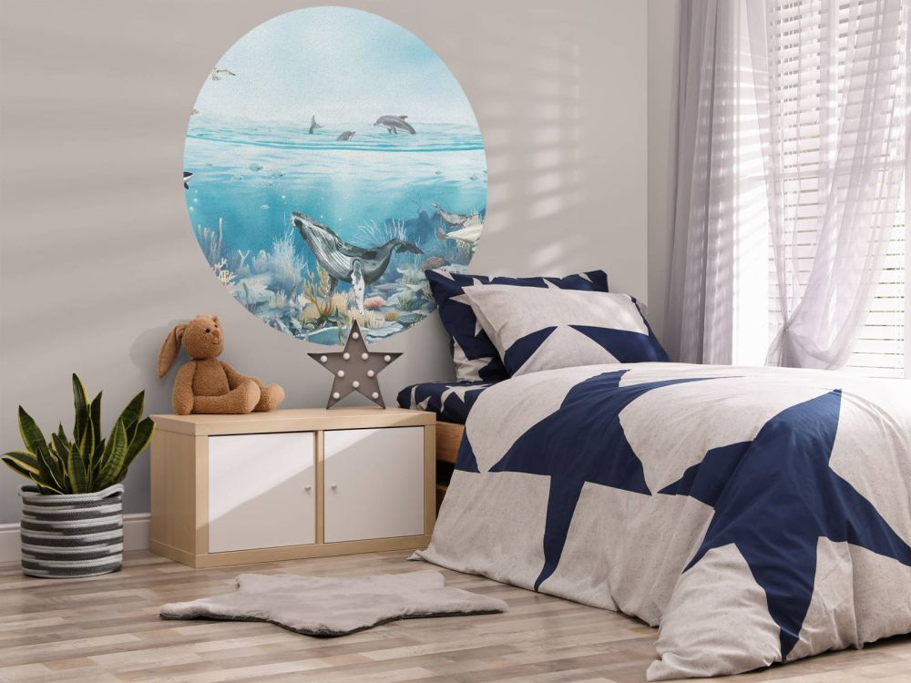 Oceaan landschap met dieren in kleur