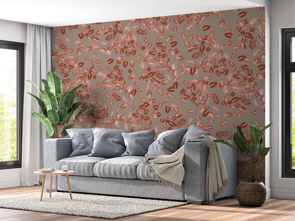 Kleine blaadjes op taupe