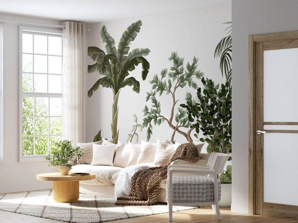 Jungle landschap met palmbomen