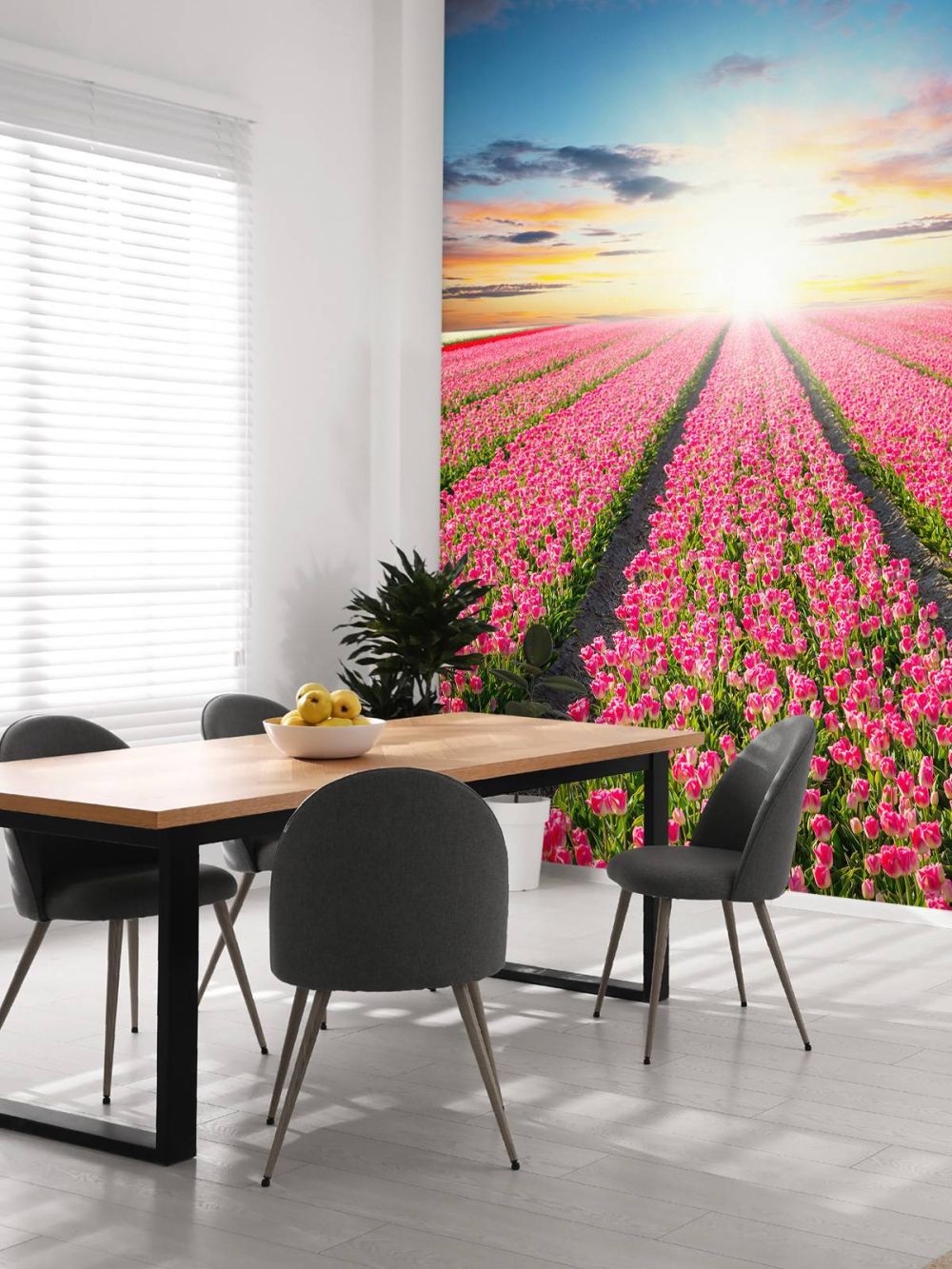 Tulpen met opkomende zon