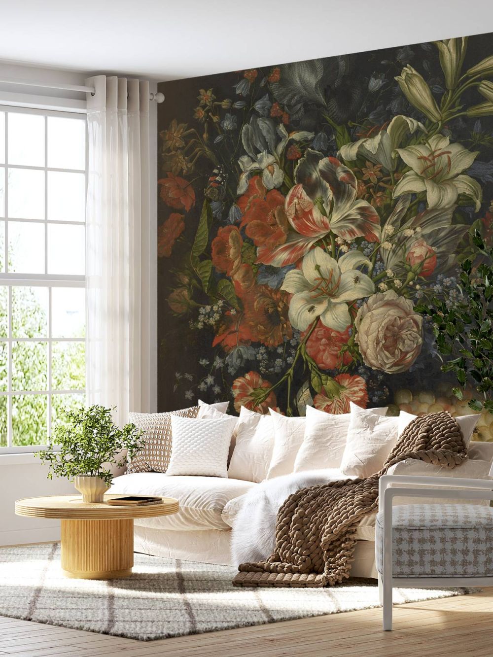 Stilleven met bloemen en vruchten