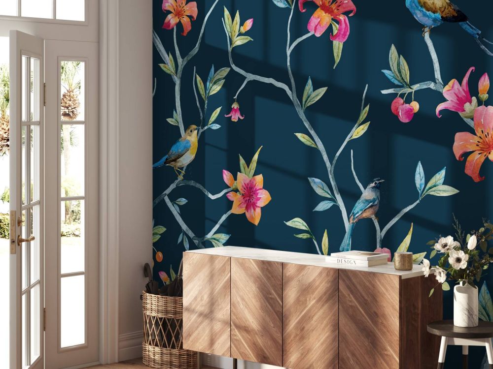Tropische bloemen en vogels