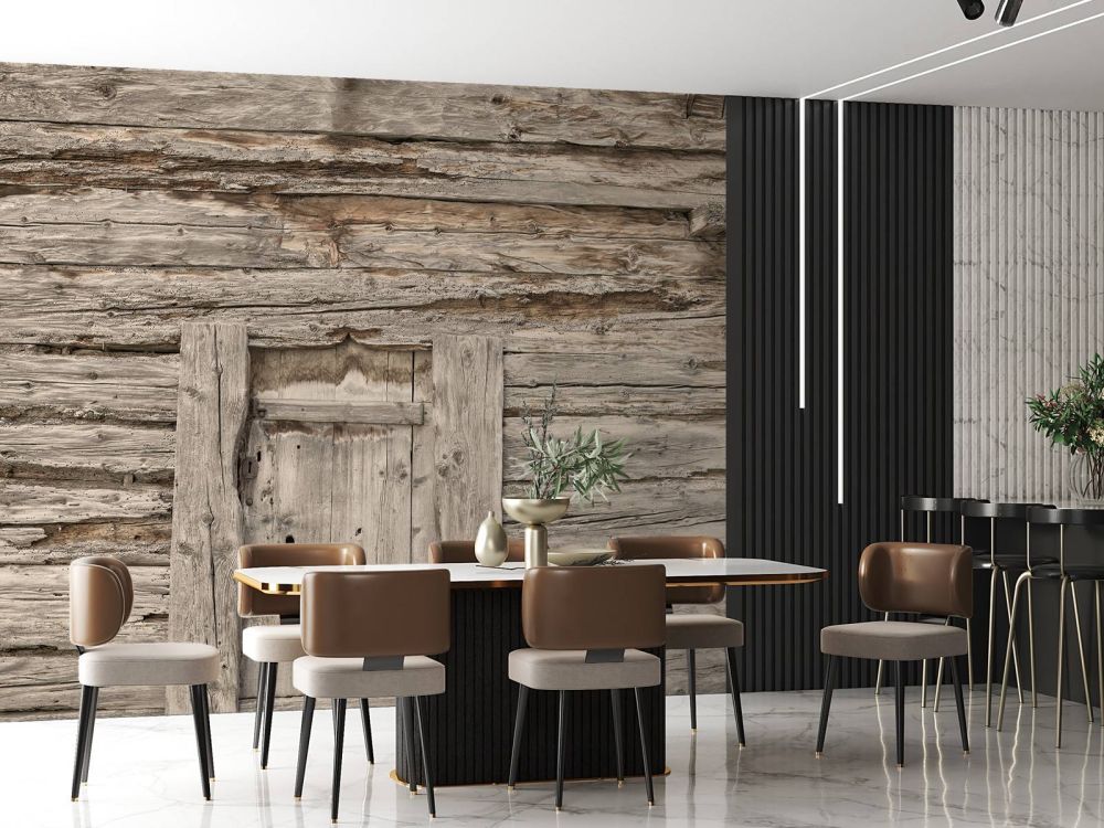 Beige planken met deurtje