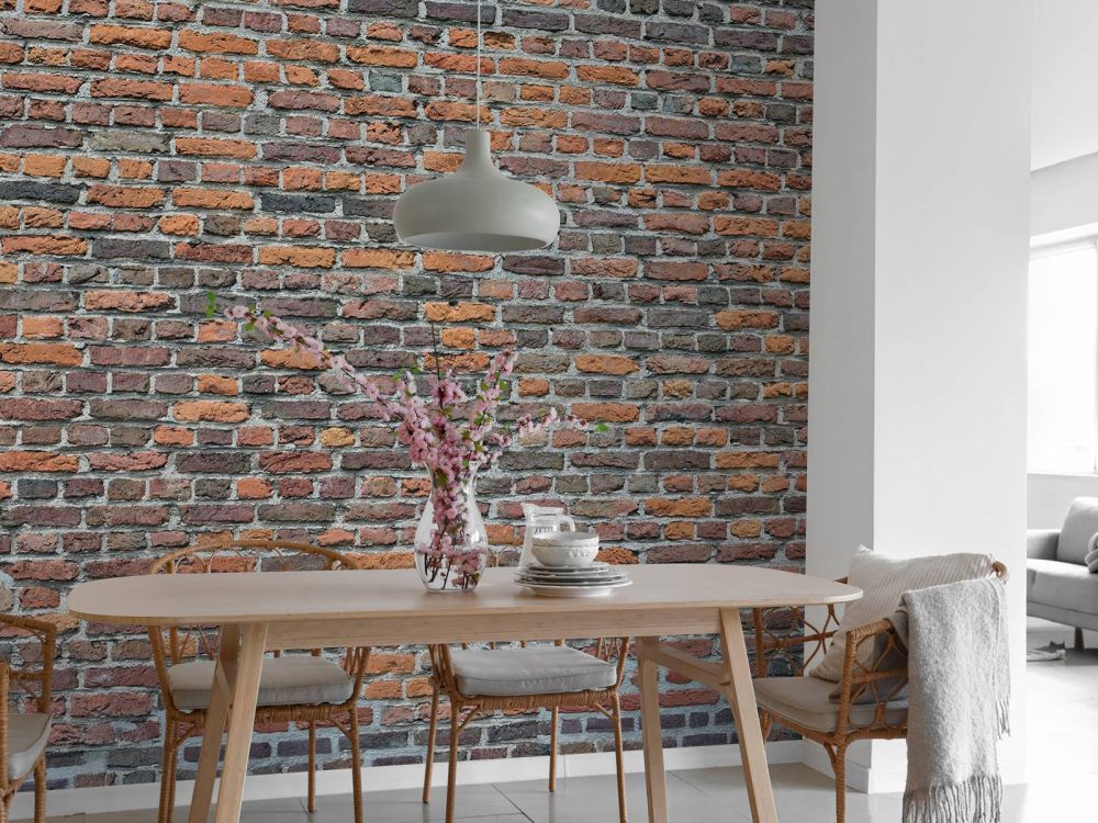Gerestaureerde oude bakstenen muur