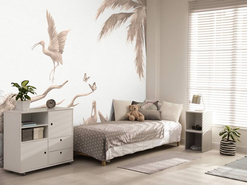 Tak met jungle dieren in taupe