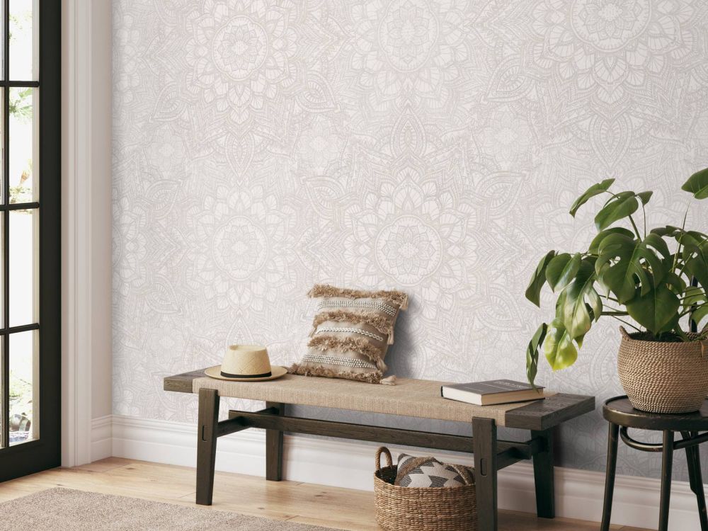 Boho Golden Mandala - neutral grey