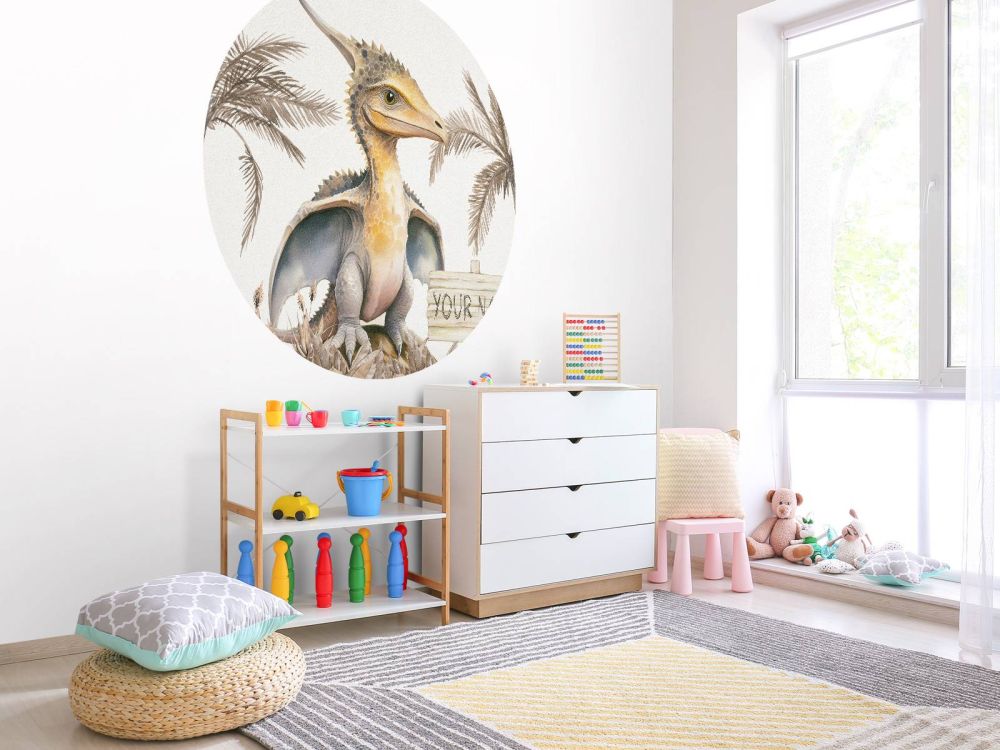 Baby pteranodon in de jungle taupe