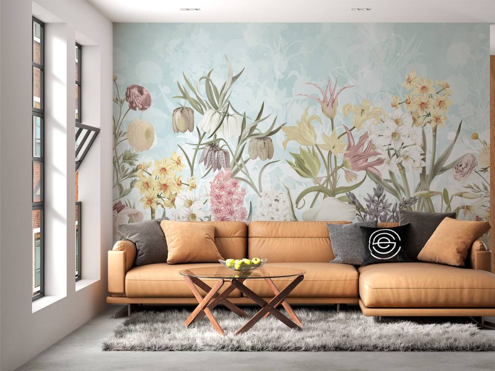 Spring Flowers - Misty Aqua