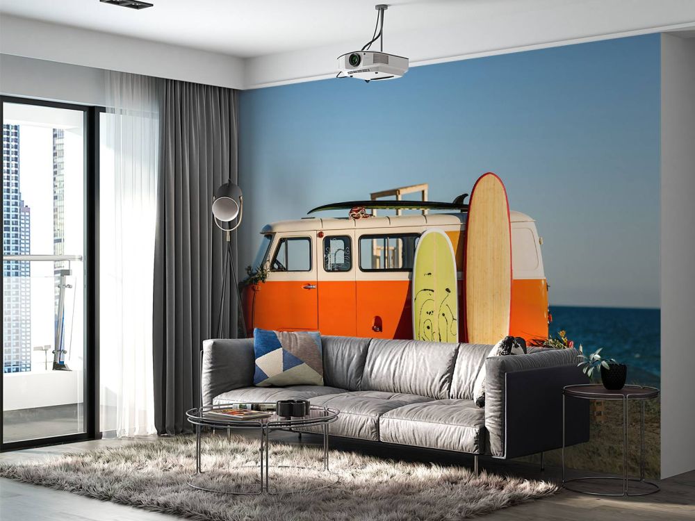Bus met surfplank