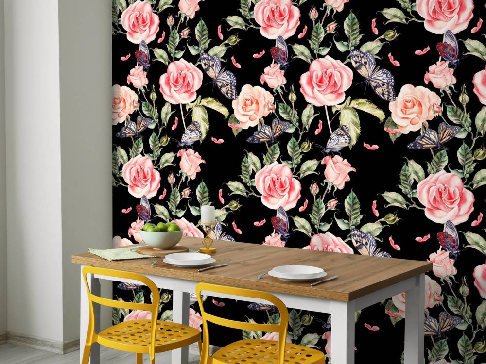 Bloemen en vlinders van waterverf