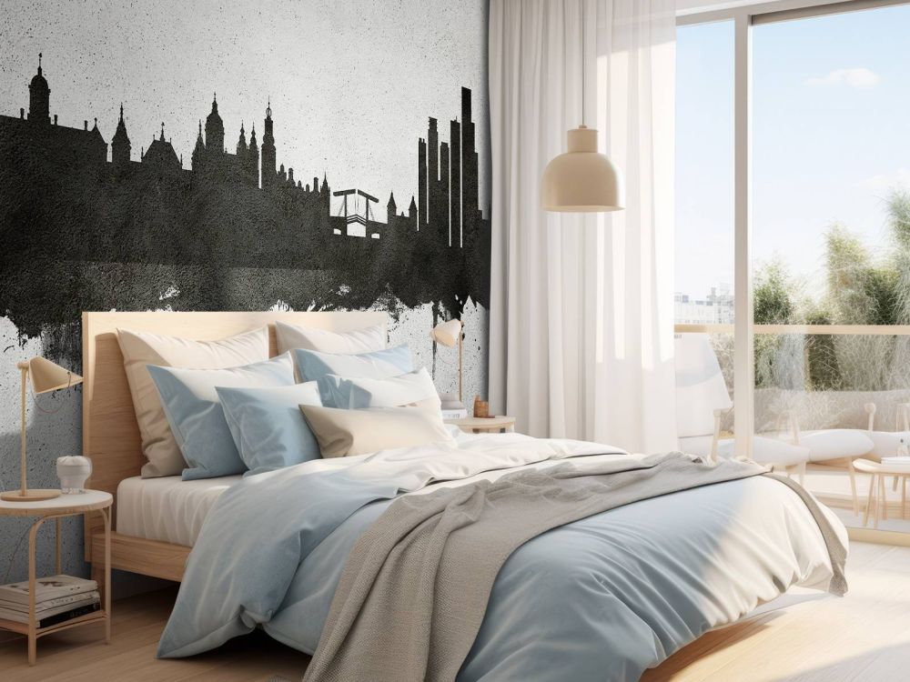 Waterverf skyline, Amsterdam