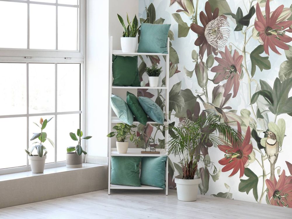 Seven Birds in Enchanted Foliage - Soft Blue