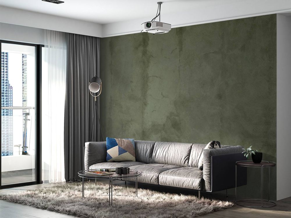 Groen beton met vegen barsten
