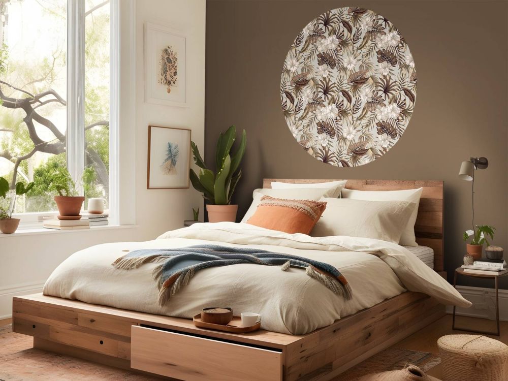 Tropische bloemen, beige