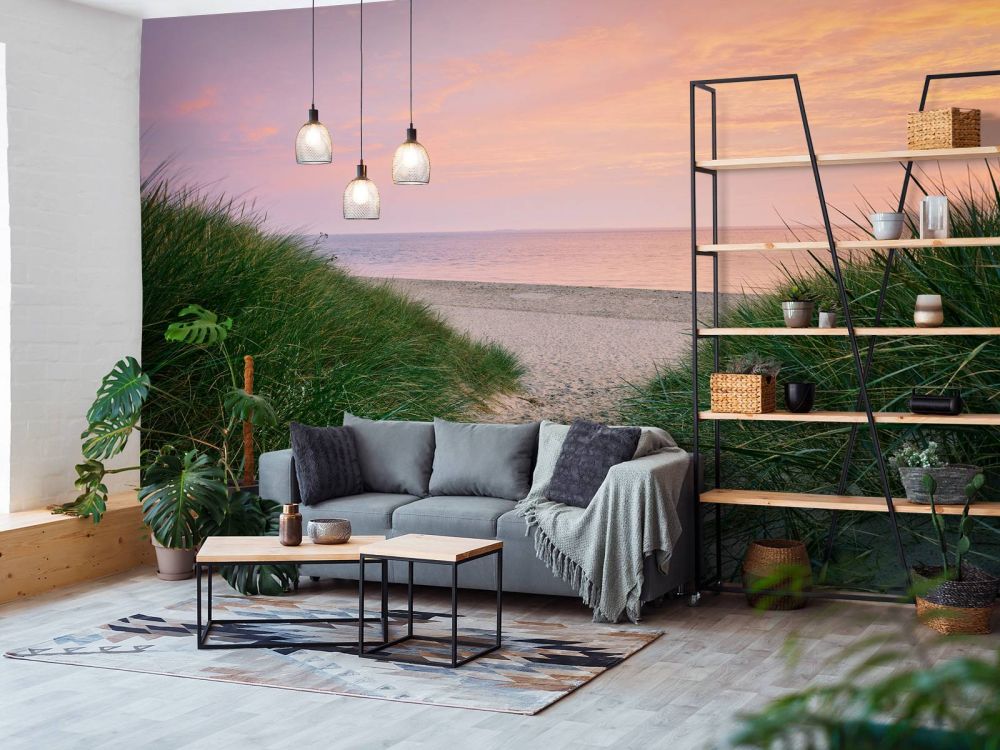 Duin doorgang met zonsopkomst