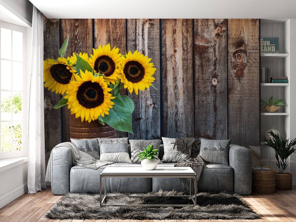 Vaas met zonnebloemen
