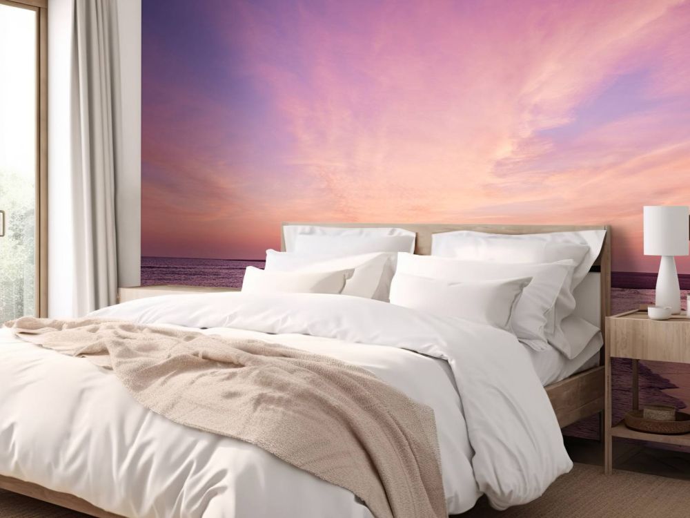 Strand met roze zonsondergang