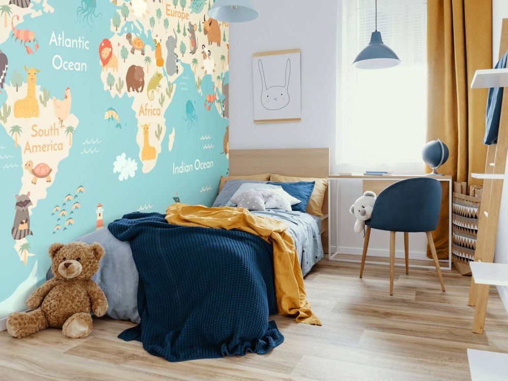 Wereldkaart met dieren
