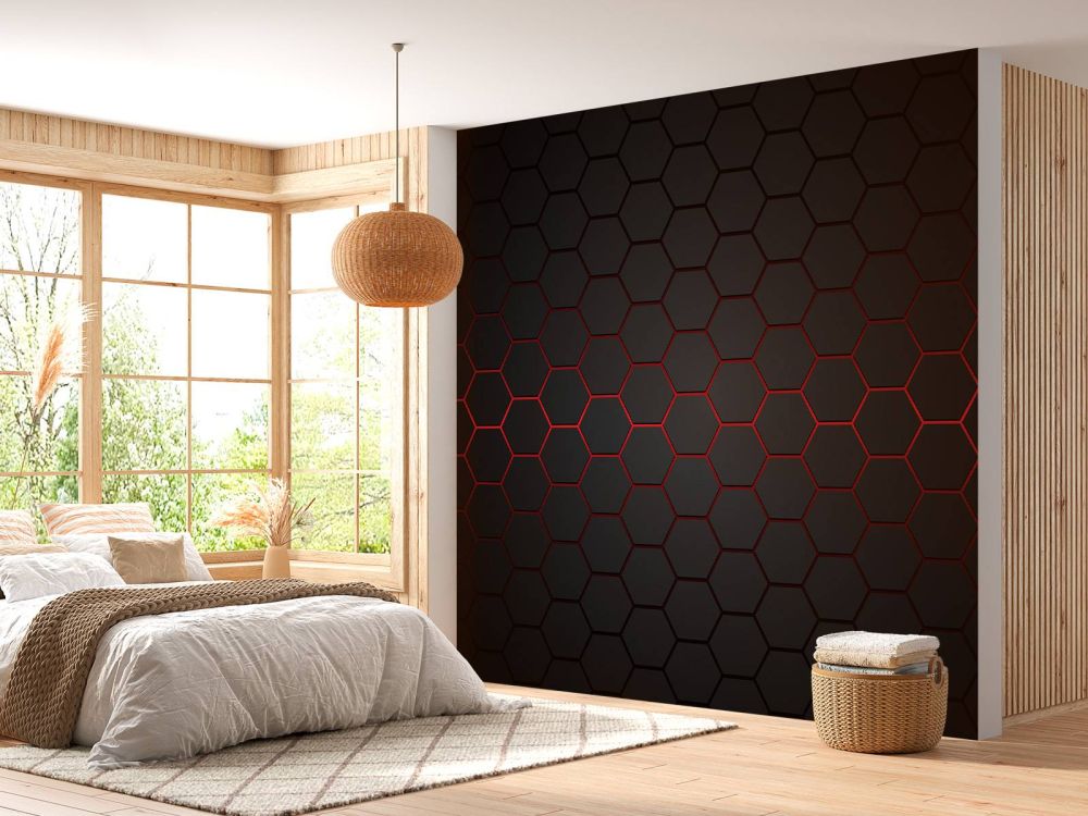 Rood gloeiende hexagons
